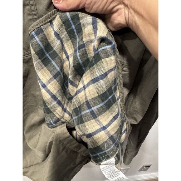 LL Bean Shirt Men XXL Olive Green Flannel Lined Hurricane Button Up Shacket - Picture 6 of 7